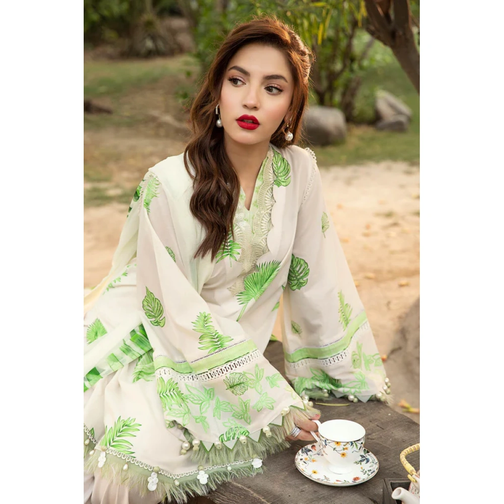 Pakistani clothing brands Maria B M. Basics Unstitched Eid II Lawn 25’, unstitched 3-piece lawn embroidered suit, MB-D-06B, front SHIRT