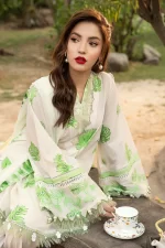 Pakistani clothing brands Maria B M. Basics Unstitched Eid II Lawn 25’, unstitched 3-piece lawn embroidered suit, MB-D-06B, front SHIRT