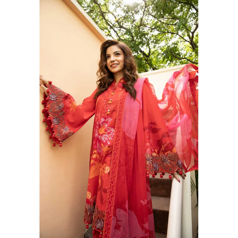 Pakistani clothing brands Maria B M. Basics Unstitched Eid II Lawn 25’, unstitched 3-piece lawn suit, MB-D-07a, shirt and dupatta style