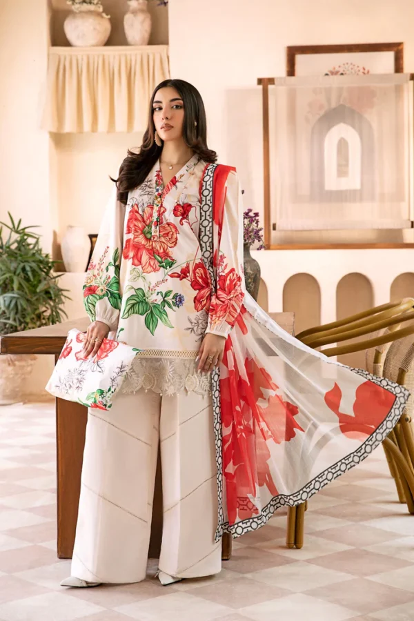 Pakistani clothing brands Maria B M. Basics Unstitched Eid II Lawn 25’, unstitched 3-piece lawn suit, MB-D-067b, front