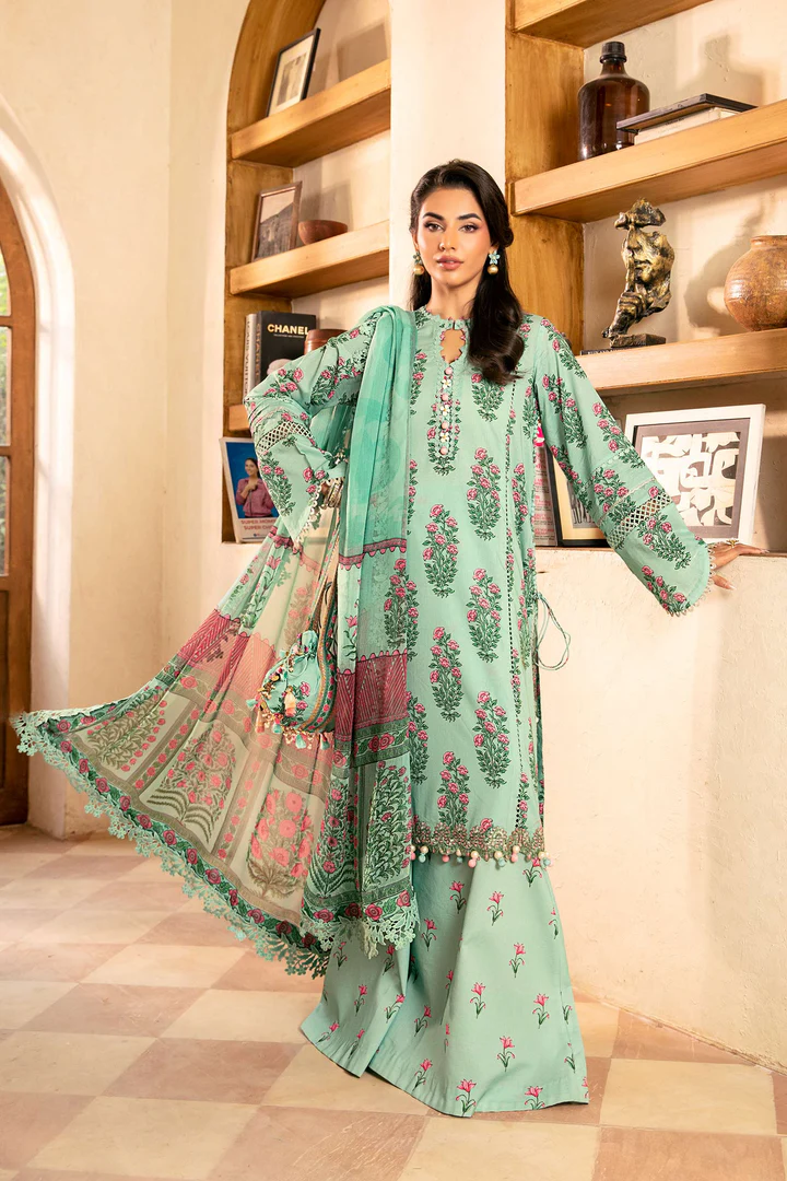 Pakistani clothing brands Maria B M. Basics Unstitched Eid II Lawn 25’, unstitched 3-piece lawn suit, MB-D-08B, front