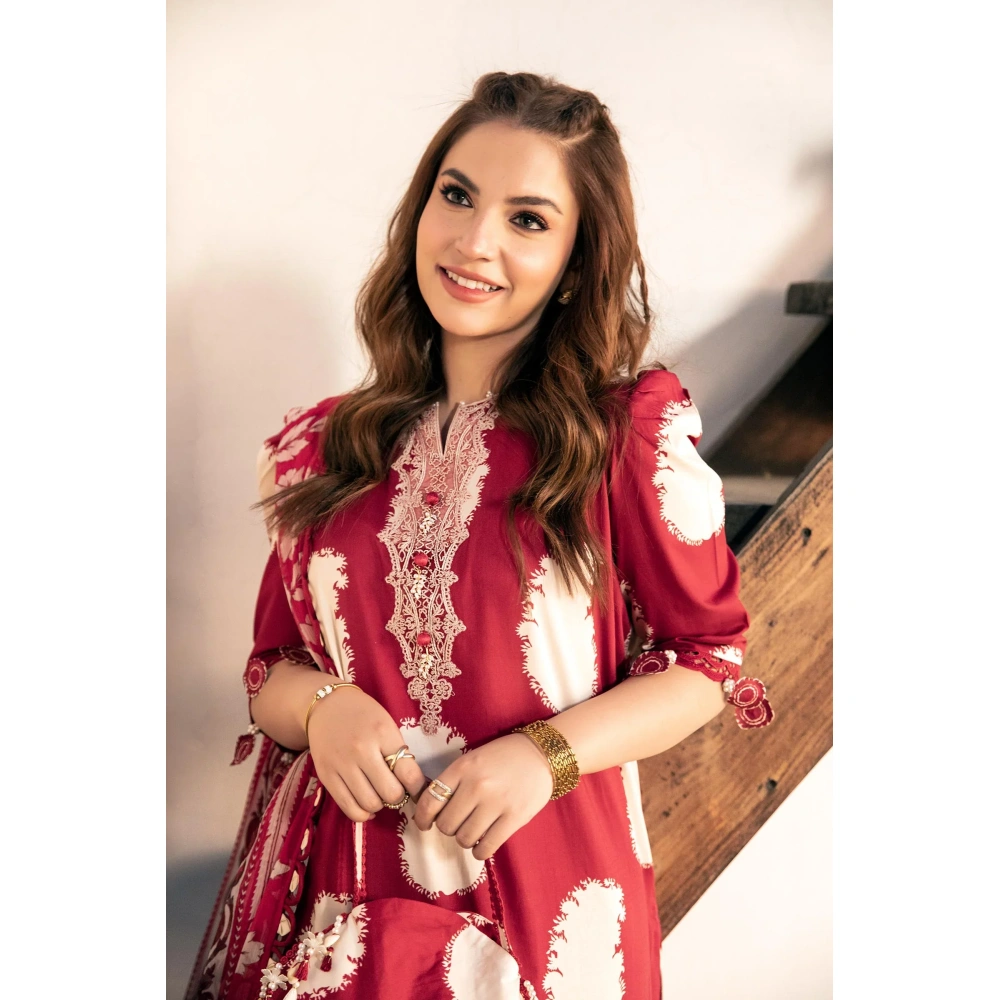 Pakistani clothing brands Maria B M. Basics Unstitched Eid II Lawn 25’, unstitched 3-piece lawn suit, MB-D-11A, front shirt