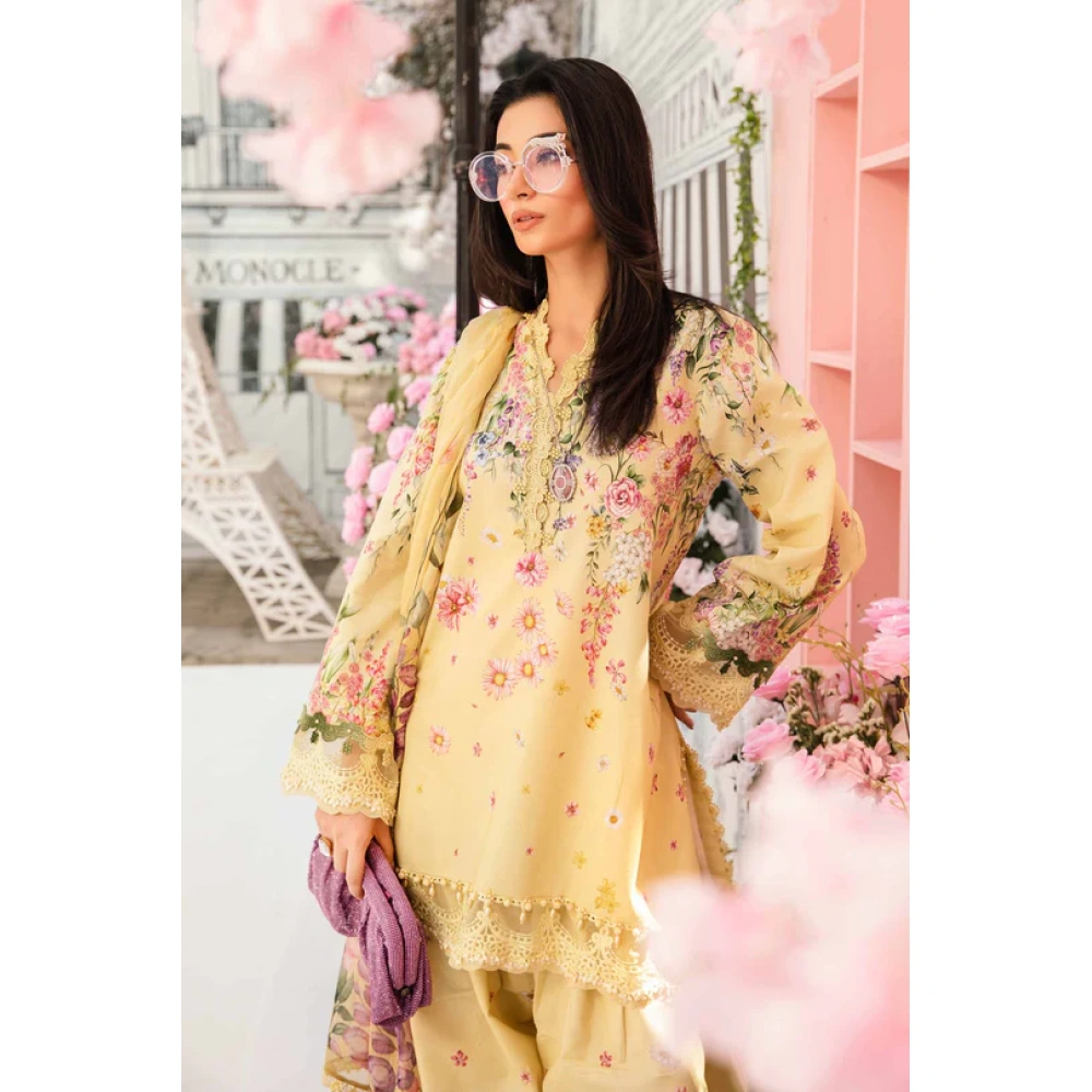 Pakistani clothing brands Maria B M.Prints Unstitched Eid II 2025’, 3-piece lawn suit, MPT-2603-A, shirt