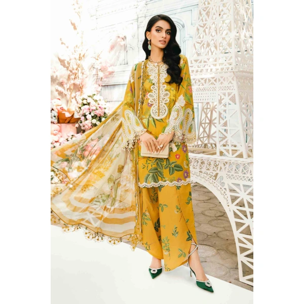 Shop “MPT-2604-B” Maria B M. Prints Unstitched Eid II 2025’, 3-piece Pakistani designer lawn suits for the summer season in the UK- Zee Collections. FRONT