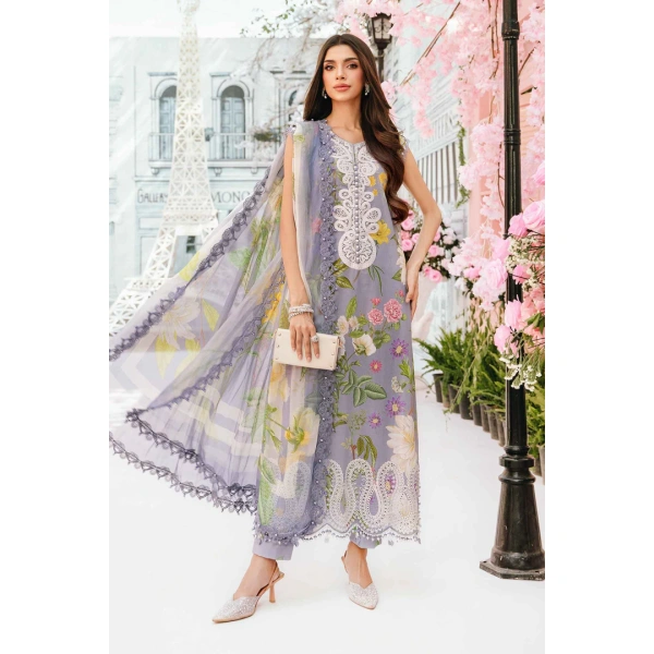 Pakistani clothing brands Maria B M.Prints Unstitched Eid II 2025’, 3-piece lawn suit, MPT-2604-A, front