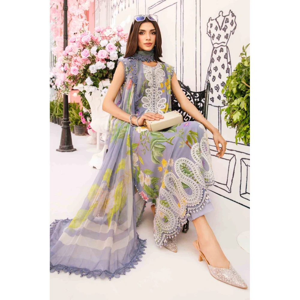 Pakistani clothing brands Maria B M.Prints Unstitched Eid II 2025’, 3-piece lawn suit, MPT-2604-A