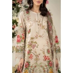 Pakistani clothing brands Maria B M.Prints Unstitched Eid II 2025’, 3-piece lawn suit, MPT-2605-A, shirt neck