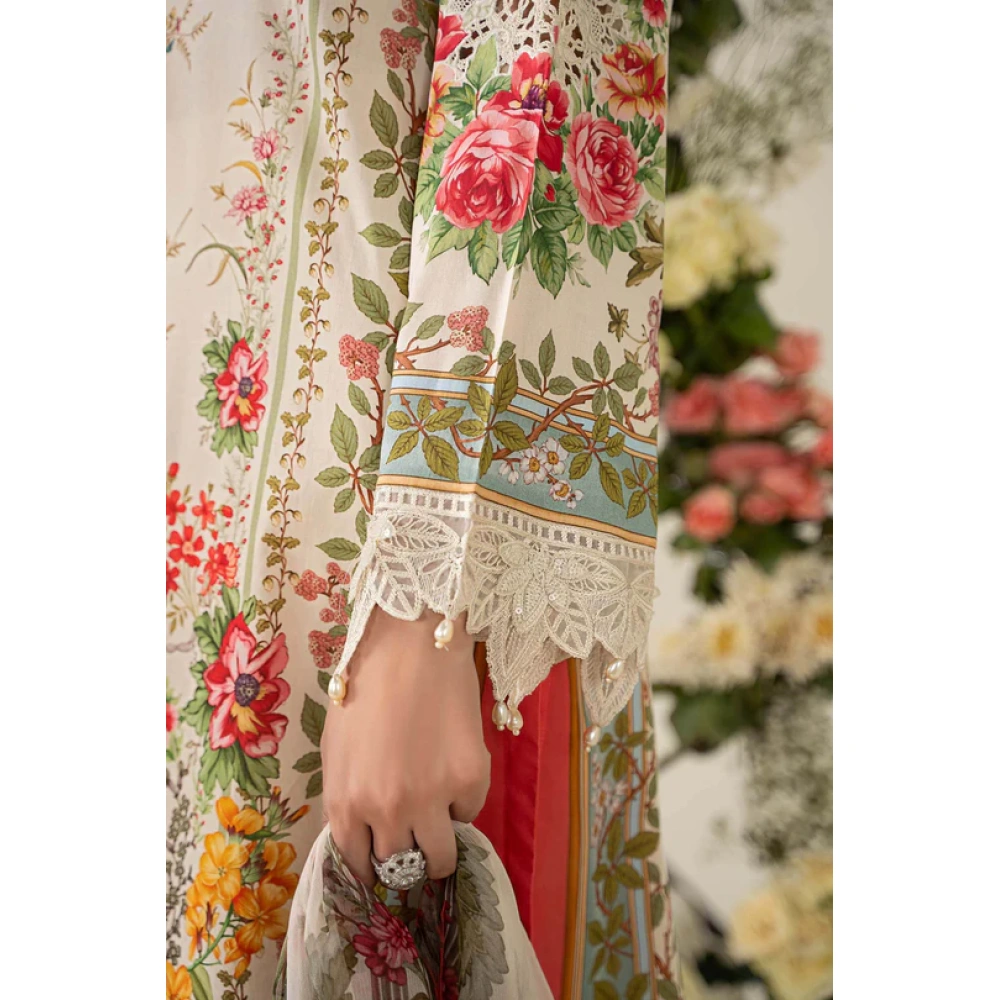 Pakistani clothing brands Maria B M.Prints Unstitched Eid II 2025’, 3-piece lawn suit, MPT-2605-A, sleeves