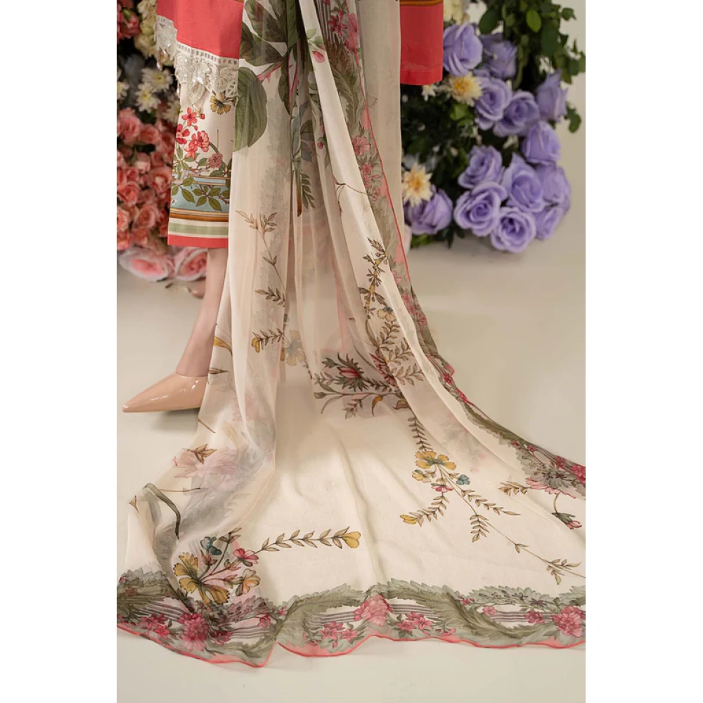 Pakistani clothing brands Maria B M.Prints Unstitched Eid II 2025’, 3-piece lawn suit, MPT-2605-A, dupatta