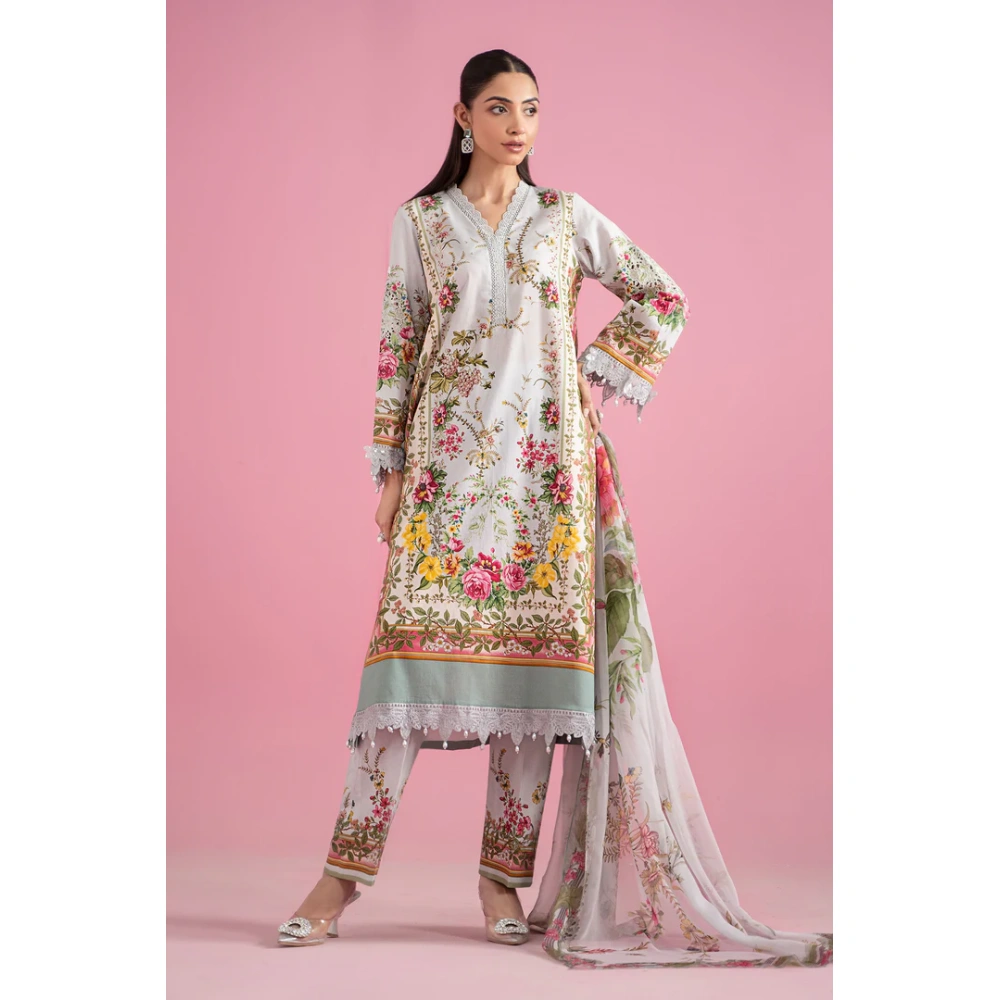 Pakistani clothing brands Maria B M.Prints Unstitched Eid II 2025’, 3-piece lawn suit, MPT-2605-B, front