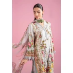Pakistani clothing brands Maria B M.Prints Unstitched Eid II 2025’, 3-piece lawn suit, MPT-2605-B, front shirt