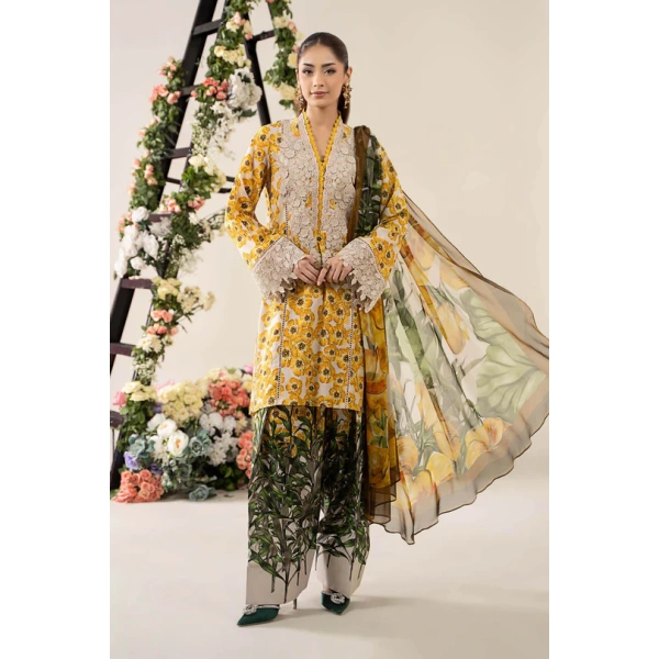 Pakistani clothing brands Maria B M.Prints Unstitched Eid II 2025’, 3-piece lawn suit, MPT-2606-A, front
