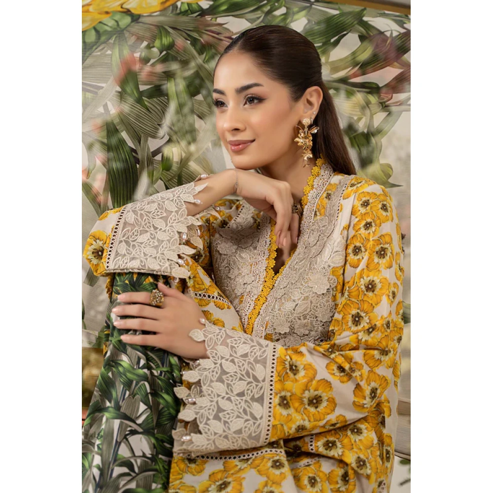 Pakistani clothing brands Maria B M.Prints Unstitched Eid II 2025’, 3-piece lawn suit, MPT-2606-A, sleeves
