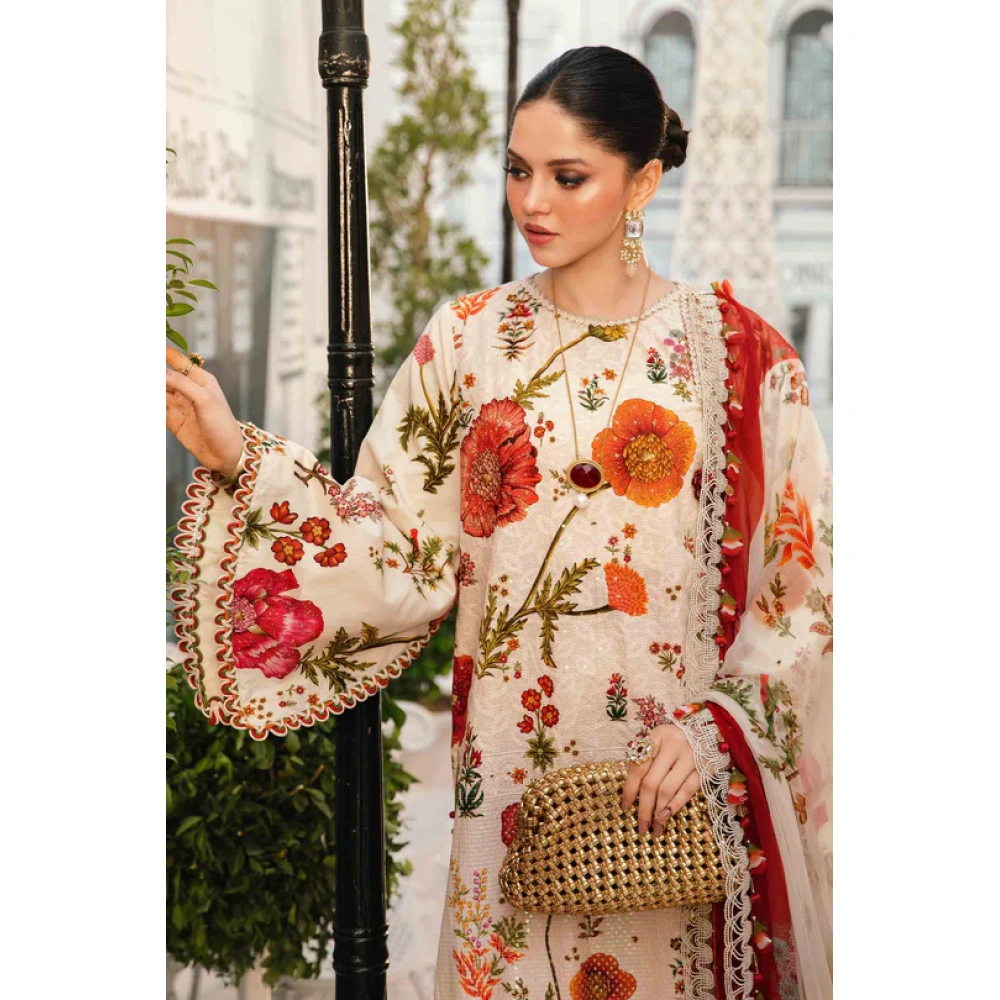 Maria B M. Prints Unstitched Eid II 2025’ “MPT-2607-A”, 3-piece Pakistani designer lawn suits in the UK- Zee Collections. SLEEVES