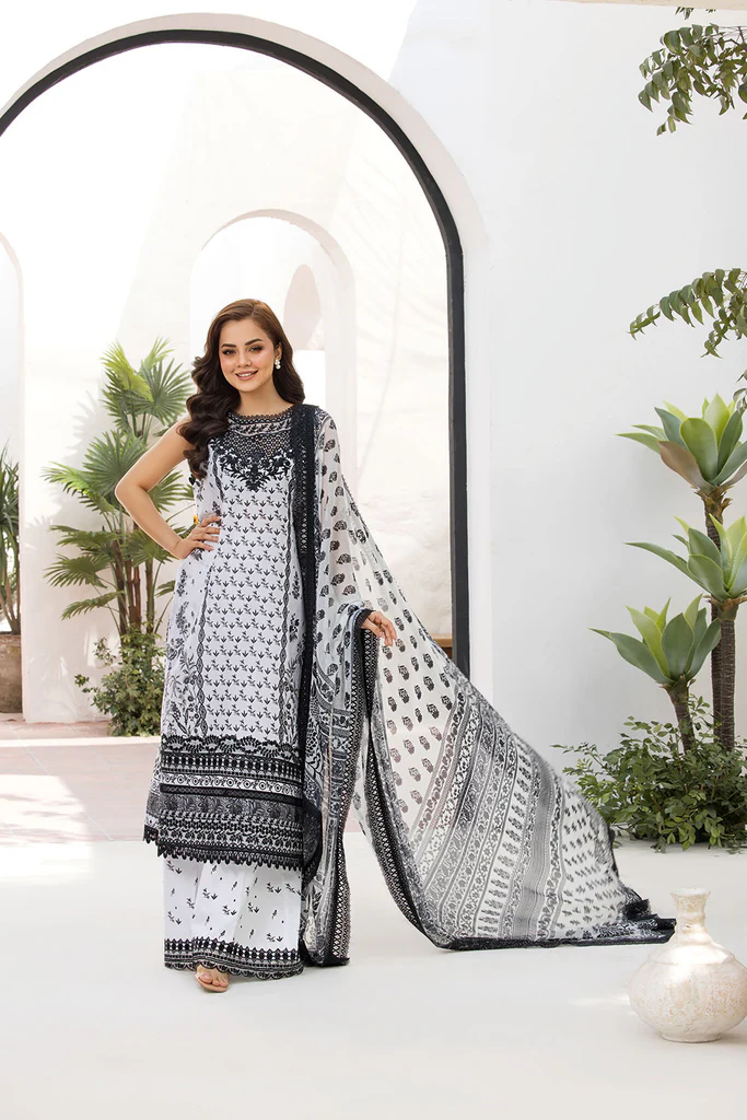Pakistani clothing brands Sobia Nazir PK Vital Collection 2025, unstitched 3-piece lawn embroidered suit, Design 10a, front
