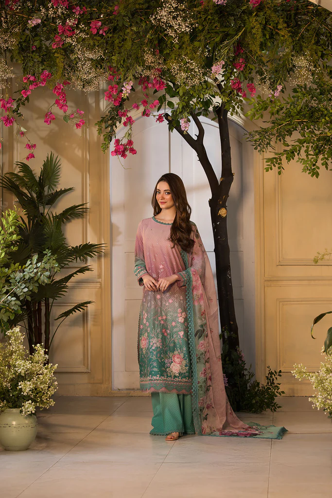 Pakistani clothing brands Sobia Nazir PK Vital Collection 2025, unstitched 3-piece lawn embroidered suit, Design 11a, front