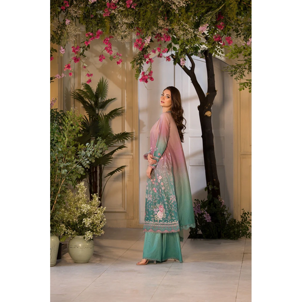 Pakistani clothing brands Sobia Nazir PK Vital Collection 2025, unstitched 3-piece lawn embroidered suit, Design 11a, back