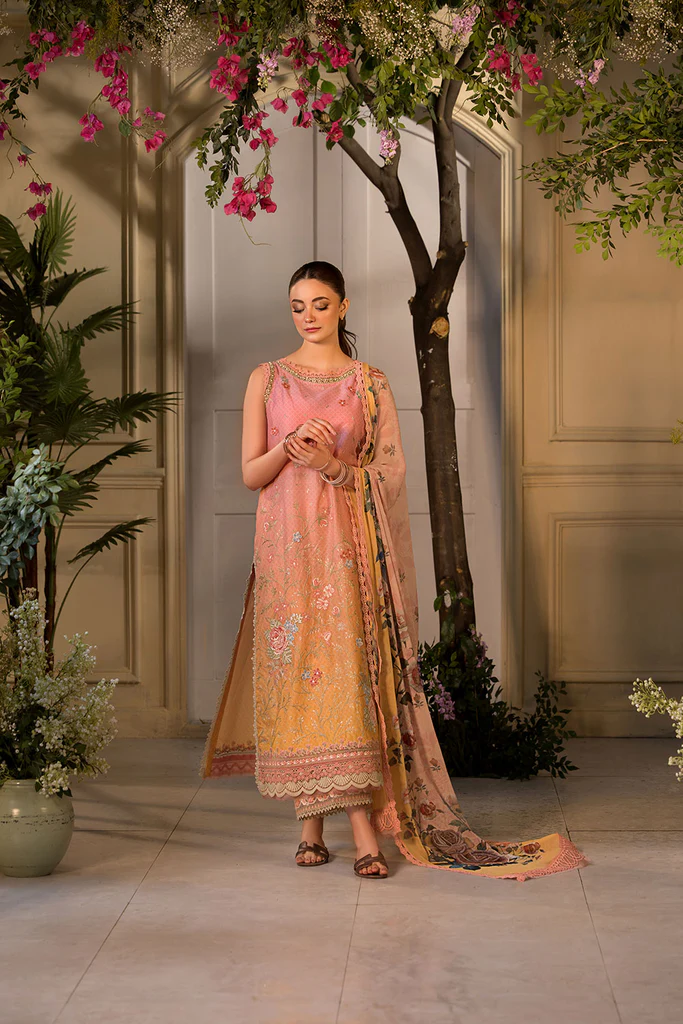 Pakistani clothing brands Sobia Nazir PK Vital Collection 2025, unstitched 3-piece lawn embroidered suit, Design 11B, front