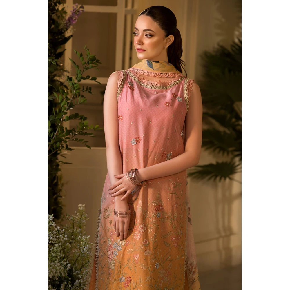 Pakistani clothing brands Sobia Nazir PK Vital Collection 2025, unstitched 3-piece lawn embroidered suit, Design 11B, front shirt