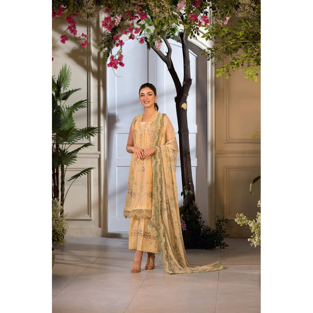 Pakistani clothing brands Sobia Nazir PK Vital Collection 2025, unstitched 3-piece lawn embroidered suit, Design 1B, salwar, kameez and dupatta