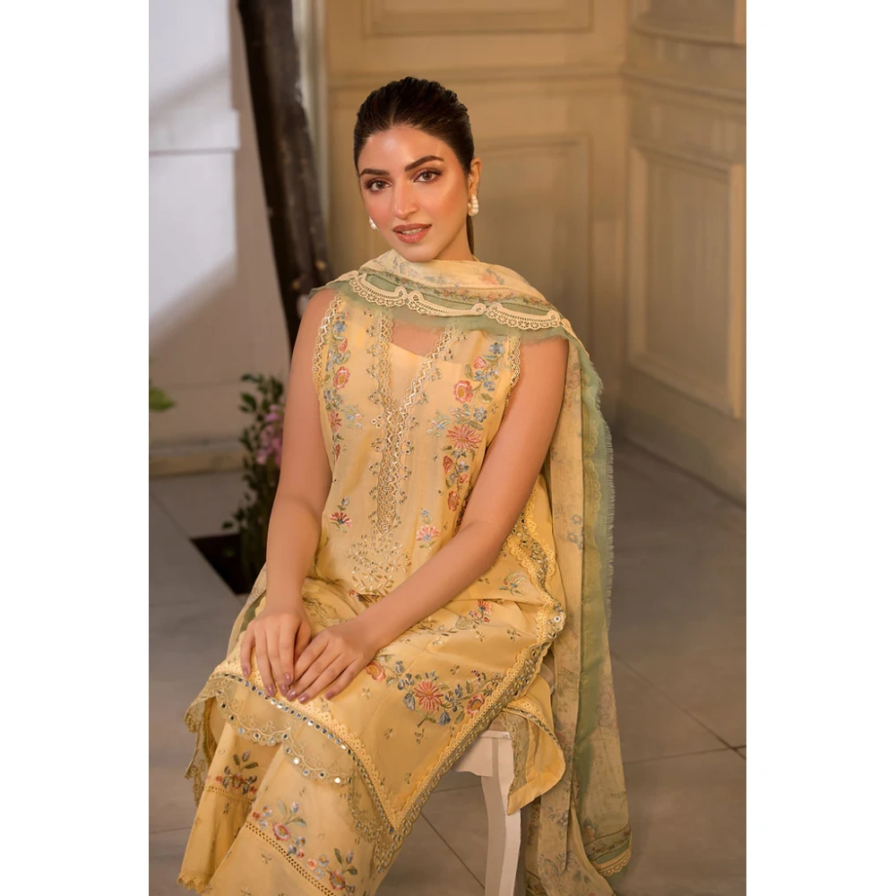 Pakistani clothing brands Sobia Nazir PK Vital Collection 2025, unstitched 3-piece lawn embroidered suit, Design 1B, front shirt