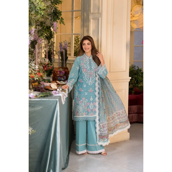 Pakistani clothing brands Sobia Nazir PK Vital Collection 2025, unstitched 3-piece lawn embroidered suit, Design 3a, front shirt