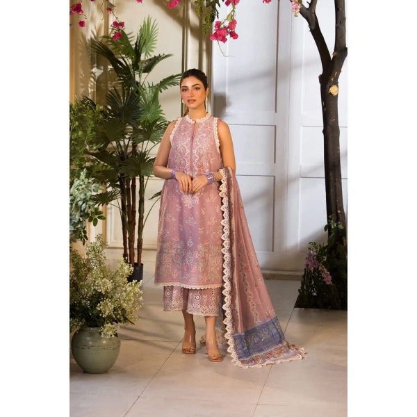 Pakistani clothing brands Sobia Nazir PK Vital Collection 2025, unstitched 3-piece lawn embroidered suit, Design 3b, front