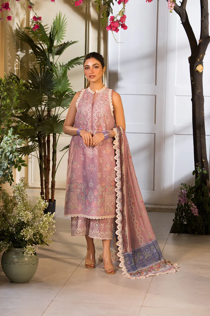 Pakistani clothing brands Sobia Nazir PK Vital Collection 2025, unstitched 3-piece lawn embroidered suit, Design 3b, front
