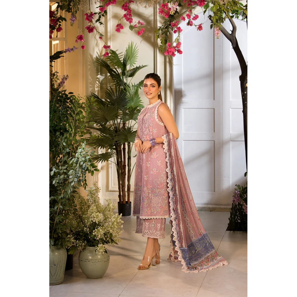 Pakistani clothing brands Sobia Nazir PK Vital Collection 2025, unstitched 3-piece lawn embroidered suit, Design 3b