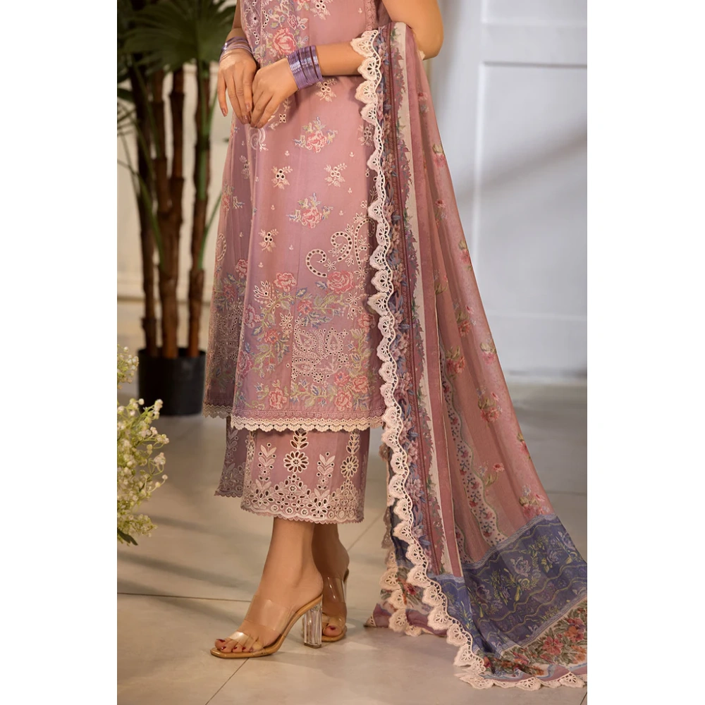 Pakistani clothing brands Sobia Nazir PK Vital Collection 2025, unstitched 3-piece lawn embroidered suit, Design 3b, front shirt trouser and dupatta style