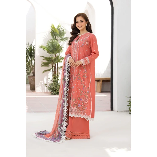 Pakistani clothing brands Sobia Nazir PK Vital Collection 2025, unstitched 3-piece lawn embroidered suit, Design 4a