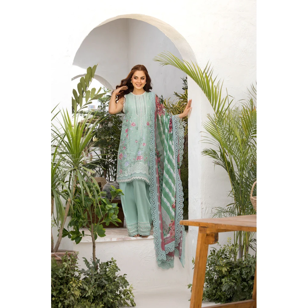 Pakistani clothing brands Sobia Nazir PK Vital Collection 2025, unstitched 3-piece lawn embroidered suit, Design 4b