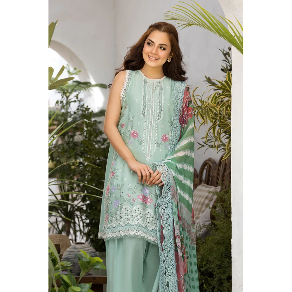 Pakistani clothing brands Sobia Nazir PK Vital Collection 2025, unstitched 3-piece lawn embroidered suit, Design 4b, shirt and dupatta
