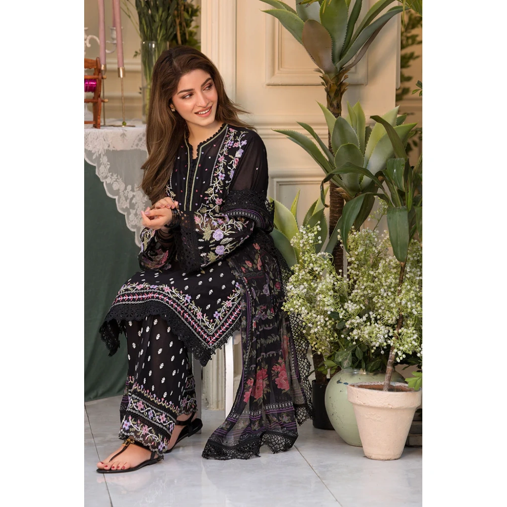 Pakistani clothing brands Sobia Nazir PK Vital Collection 2025, unstitched 3-piece lawn embroidered suit, Design 5a