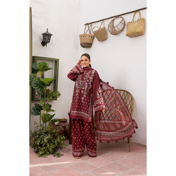 Pakistani clothing brands Sobia Nazir PK Vital Collection 2025, unstitched 3-piece lawn embroidered suit, Design 5b, front