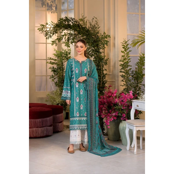Pakistani clothing brands Sobia Nazir PK Vital Collection 2025, unstitched 3-piece lawn embroidered suit, Design 6a
