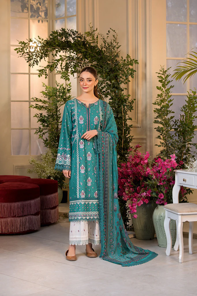Pakistani clothing brands Sobia Nazir PK Vital Collection 2025, unstitched 3-piece lawn embroidered suit, Design 6a