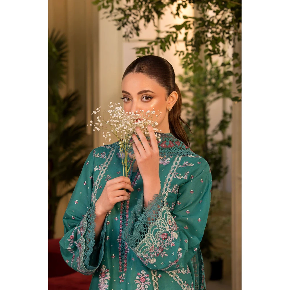 Pakistani clothing brands Sobia Nazir PK Vital Collection 2025, unstitched 3-piece lawn embroidered suit, Design 6a, sleeves embroidery