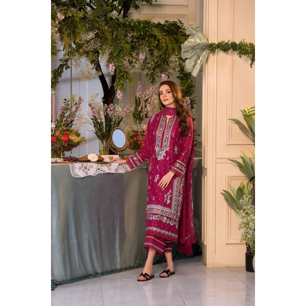 Pakistani clothing brands Sobia Nazir PK Vital Collection 2025, unstitched 3-piece lawn embroidered suit, Design 7b, front