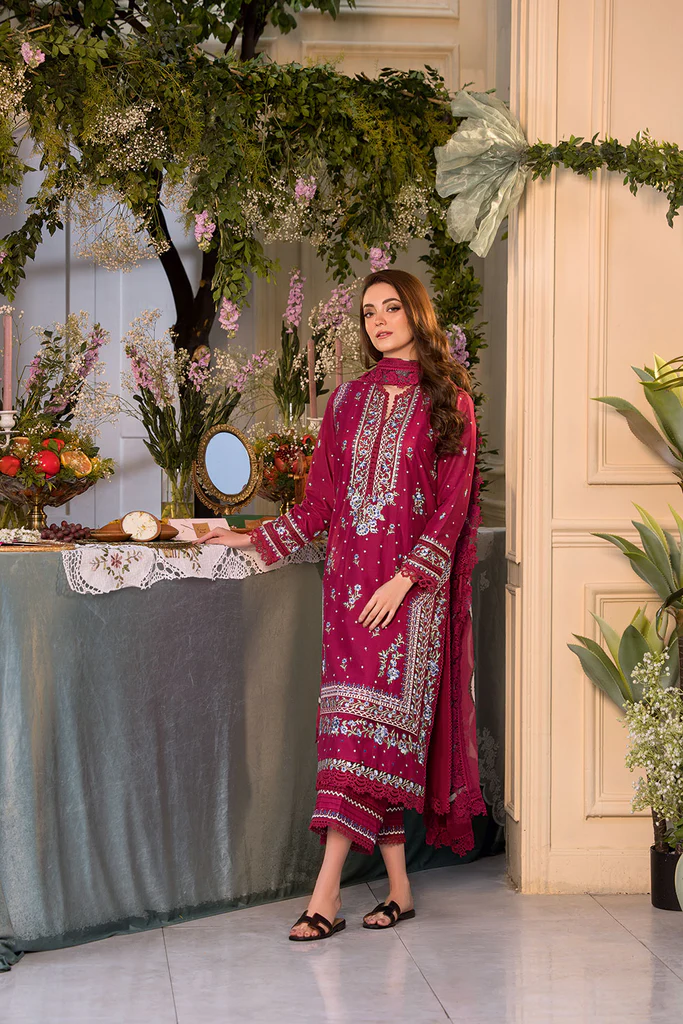 Pakistani clothing brands Sobia Nazir PK Vital Collection 2025, unstitched 3-piece lawn embroidered suit, Design 7b, front