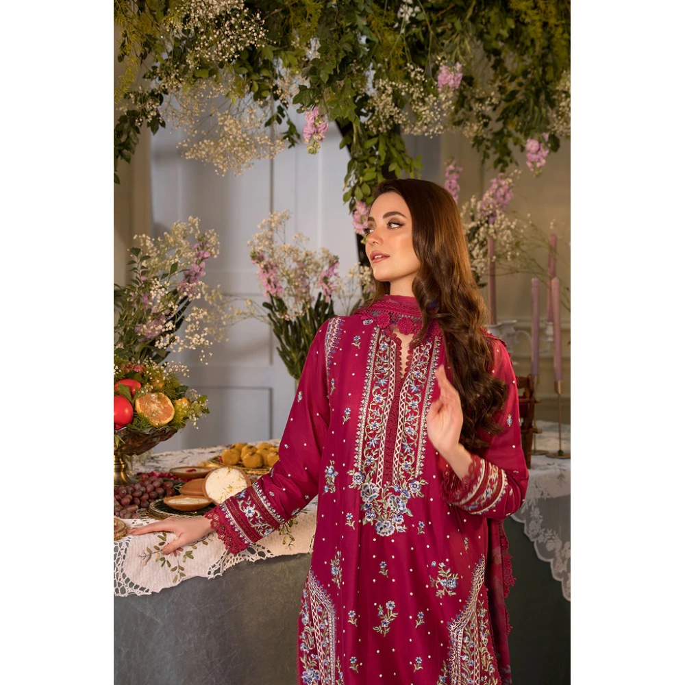 Pakistani clothing brands Sobia Nazir PK Vital Collection 2025, unstitched 3-piece lawn embroidered suit, Design 7b, shirt embroidery