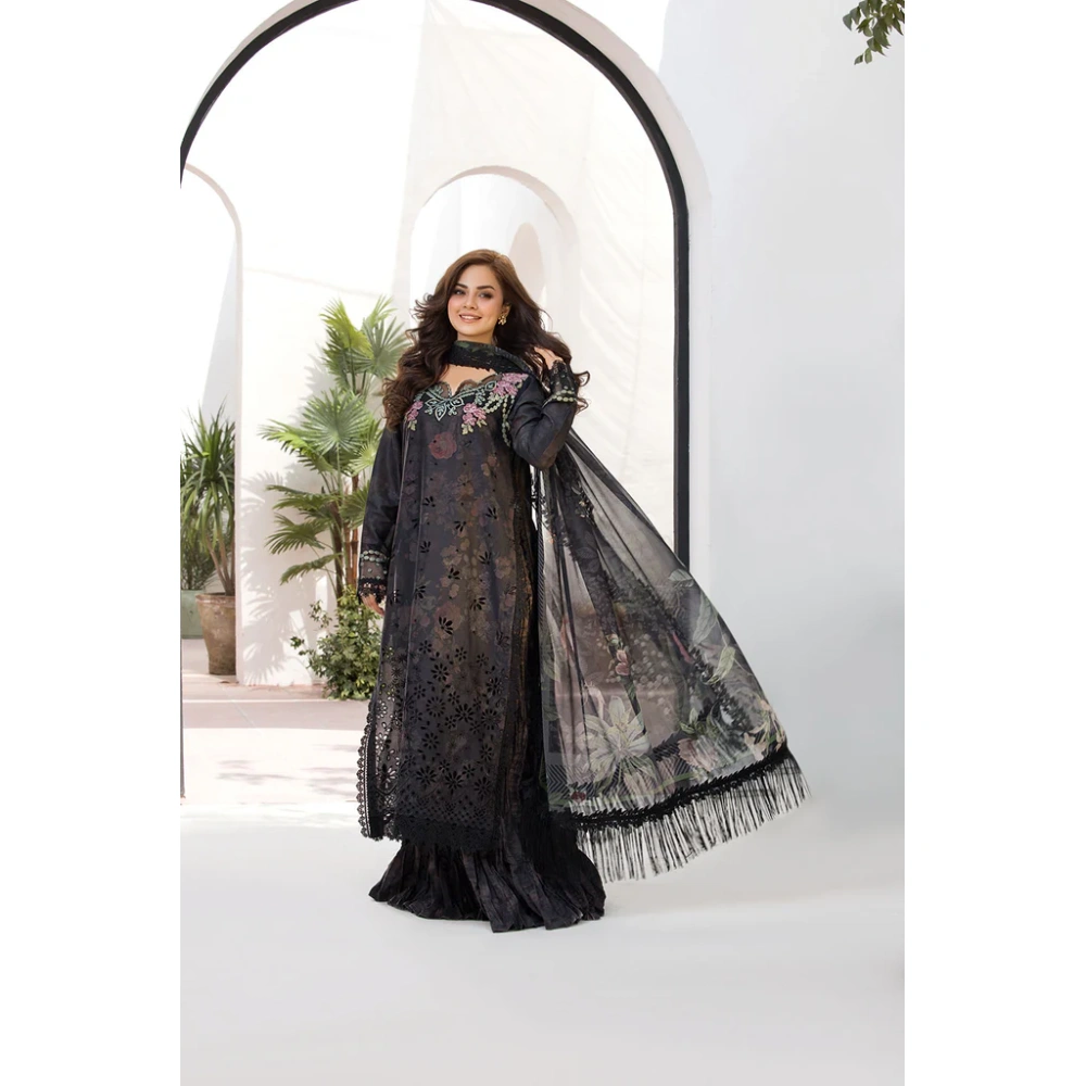 Pakistani clothing brands Sobia Nazir PK Vital Collection 2025, unstitched 3-piece lawn embroidered suit, Design 8a