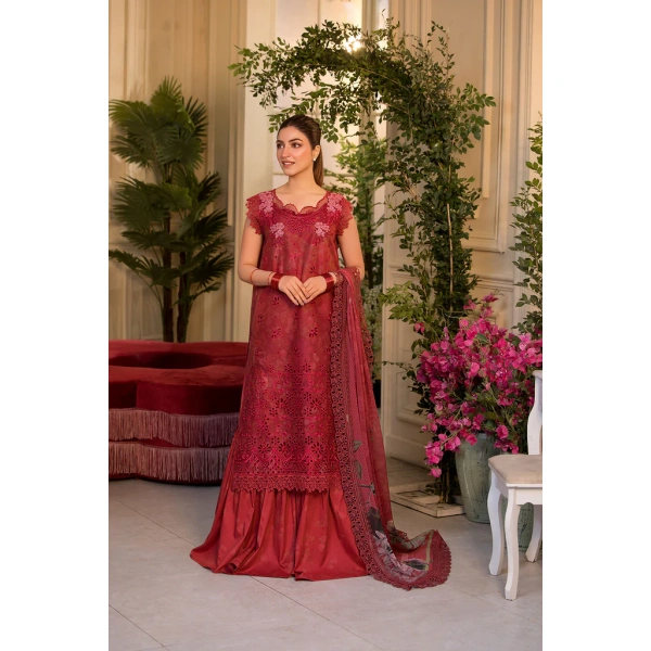 Pakistani clothing brands Sobia Nazir PK Vital Collection 2025, unstitched 3-piece lawn embroidered suit, Design 8b, front