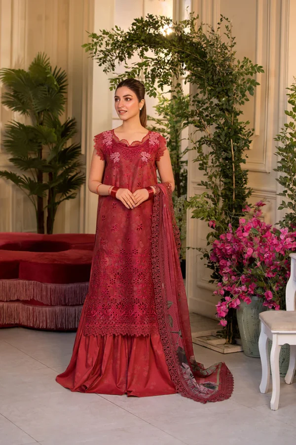 Pakistani clothing brands Sobia Nazir PK Vital Collection 2025, unstitched 3-piece lawn embroidered suit, Design 8b, front
