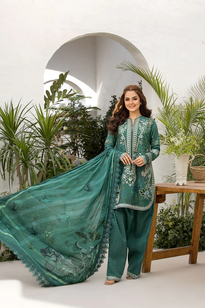 Pakistani clothing brands Sobia Nazir PK Vital Collection 2025, unstitched 3-piece lawn embroidered suit, Design 9b, front