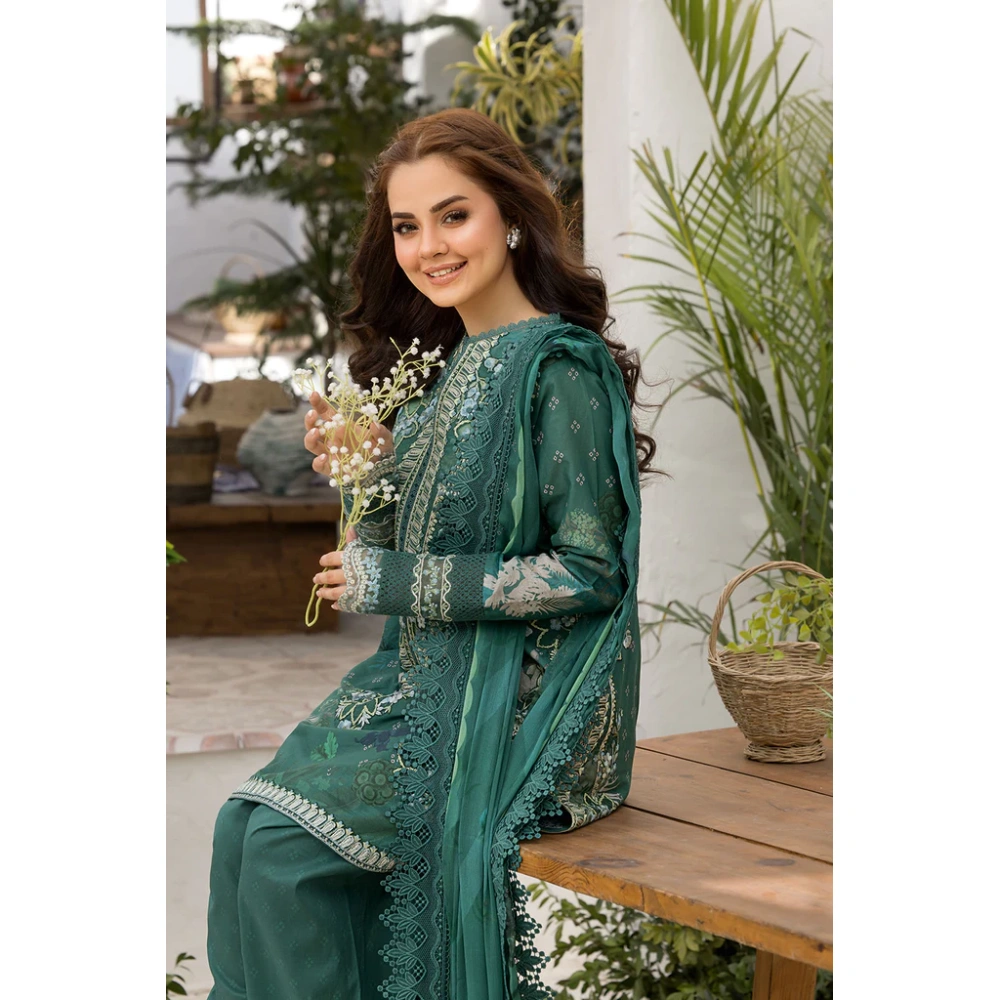 Pakistani clothing brands Sobia Nazir PK Vital Collection 2025, unstitched 3-piece lawn embroidered suit, Design 9b, dupatta design