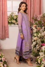 Charizma DD5-05 unstitched chiffon suit with adda work embroidery, organza dupatta, and dyed raw silk trouser – Diamond Dust Collection 2025 Full image
