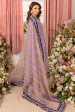 Charizma DD5-05 unstitched chiffon suit with adda work embroidery, organza dupatta, and dyed raw silk trouser – Diamond Dust Collection 2025 Dupatta design