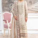 Charizma DD5-07 unstitched chiffon suit with adda embroidery, organza dupatta - Diamond Dust far