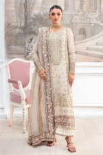 Charizma DD5-07 unstitched chiffon suit with adda embroidery, organza dupatta, and dyed raw silk trouser – Diamond Dust Collection 2025 full image